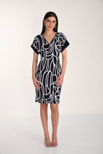 Short sleeve navy/white print dress with zip top detail - 266116
