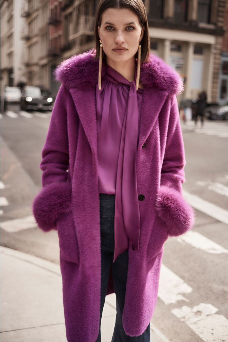 Plush coat with removable faux fur 243923 LifeStylesWW