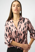 Print leopard knot front blouse -253059-lds