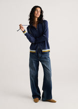 stripe trim zip up hoodie-ZP8507U-de