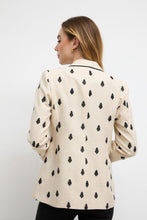 Linen blend blazer with black embroidery -ALMONTE