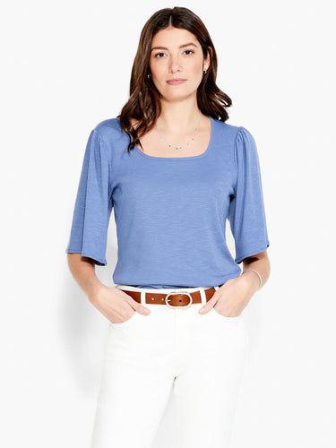 square neck flutter slv top-NZTS231017