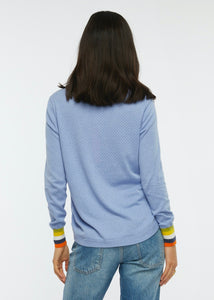 stitch pocket curve hem stripe cuff sweater-ZP6436U-bl