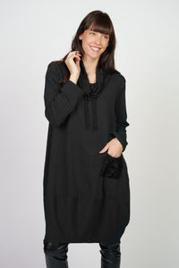 cowl neck front pocket tunic dress - 19-90550