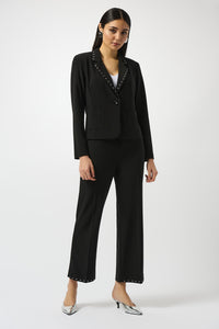 Ponte blazer with stud trim lapel -253195