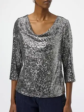Cowl neck sequin top -254137