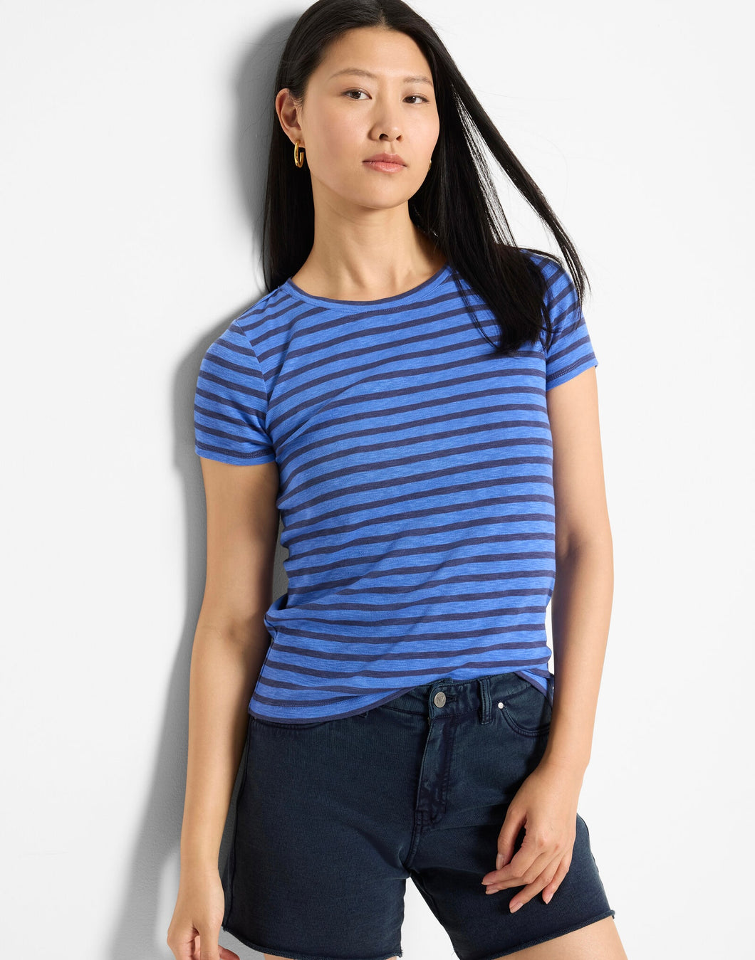 scoop neck striped top-NZTM252003-SU5X