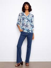 print roll sl cotton gauze blouse-C4188DR-saph