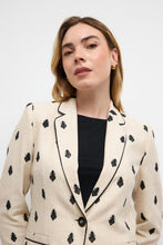 Linen blend blazer with black embroidery -ALMONTE