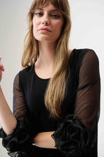 aline dress with sheer ruffle sleeve-261212