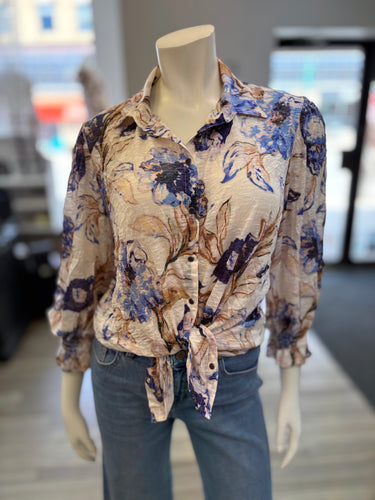 3/4 slv shirt denim prt shirt-96127c