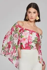 floral prt off shldr blouse-241780