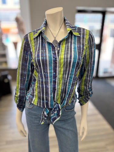 3/4 slv shirt blue prt-9600c-cob