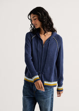 stripe trim zip up hoodie-ZP8507U-de