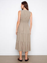 vneck multi tieered linen dress-c3221-476c