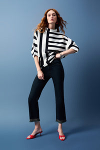 Navy striped 3/4 sl sw- 251933