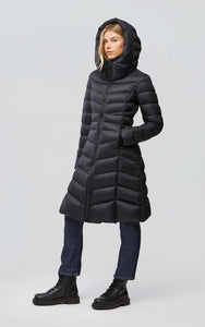 slim fit above knee hooded winter puffer coat-Sonny