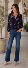 boho navy prt blouse-LS15154