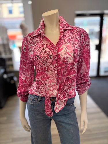 3/4 slv shirt pink prt-9600c-blsh