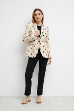 Linen blend blazer with black embroidery -ALMONTE