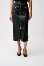 Faux leather long zip skirt  -253991-blk
