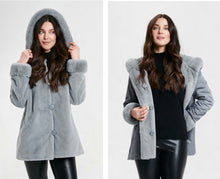reversible hooded faux fur jacket -8130-376