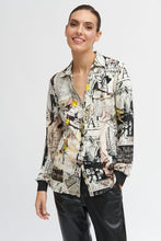 newsprint blouse in viscose stretch-Calista