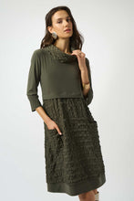 Cowl neck bubble/knit dress -243114F25