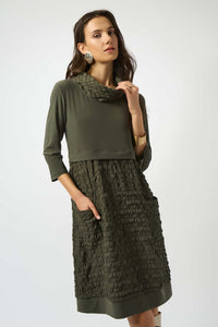 Cowl neck bubble/knit dress -243114F25