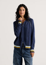 stripe trim zip up hoodie-ZP8507U-de