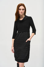 Mixed texture 3/4 sleeve dress-243114