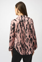 Print leopard knot front blouse -253059-lds
