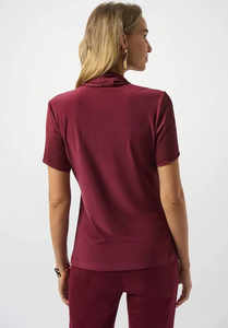 Wrap top with knit back ssl -253237-lds