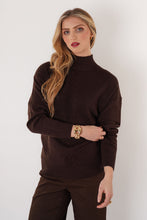 Mock neck cable sweater  - TT13100 -brown