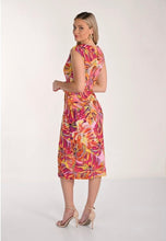 Pink/coral print midi length dress dress -266415