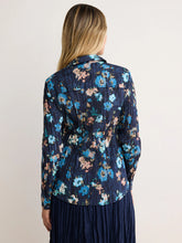 crinkle navy prt blouse-BNZM263614