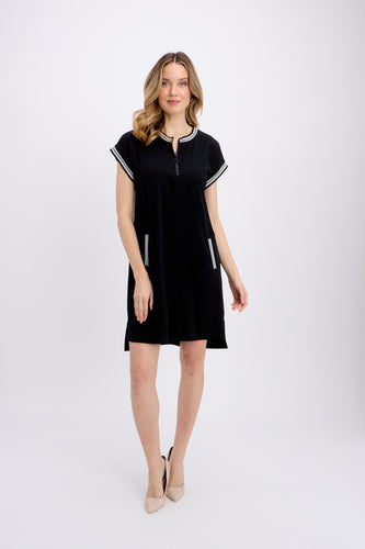 dress with contrast trim on slv /neck-241235