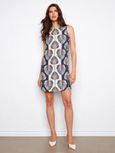 print sless dress with side button-C3254P