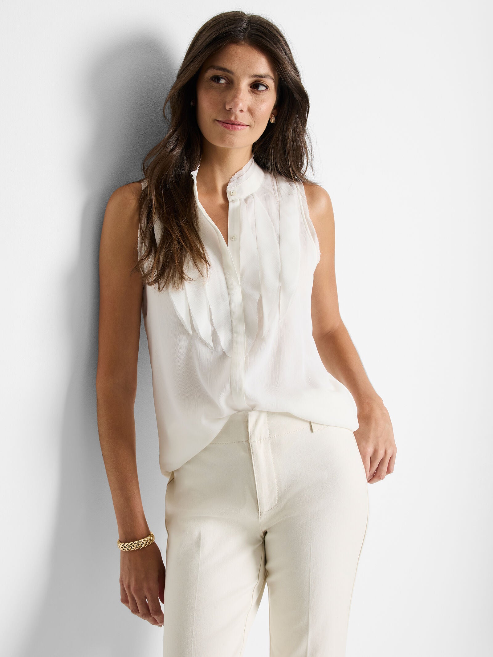 falling chiffon woven tank top-S251622-crm – LifeStylesWW