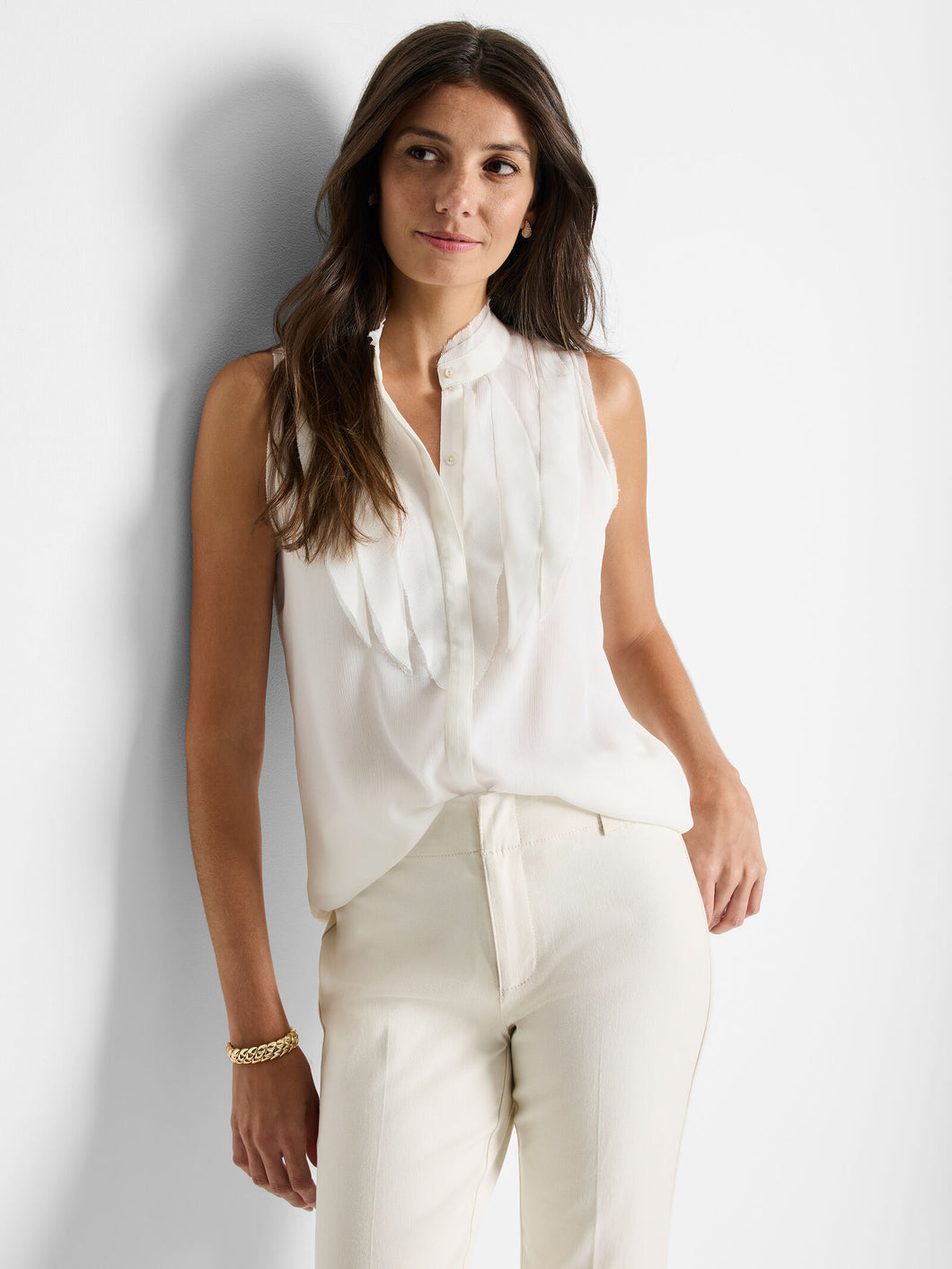 falling chiffon woven tank top-S251622-crm