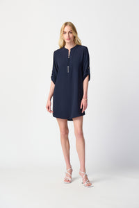 1/2 zip 3/4 sleeve dress-232201S24