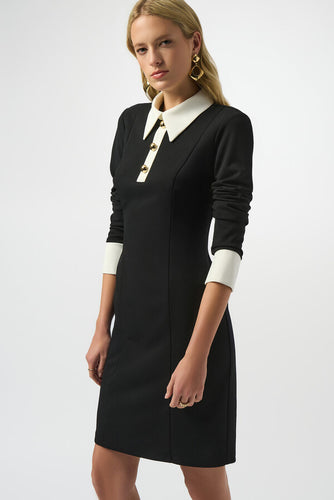Black with  cream collar Chanel dress -253180