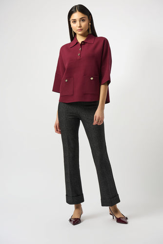 Collared sweater with gold buttons-253962