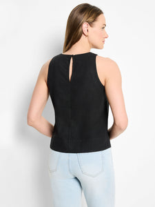 rumba linen pop on tank top-M251631-blk