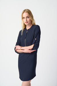 1/2 zip 3/4 sleeve dress-232201S24