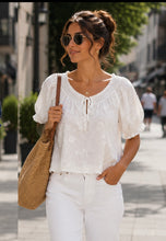 floral jacquard s sl blouse -BU9332