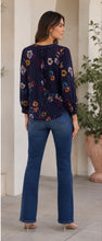 boho navy prt blouse-LS15154