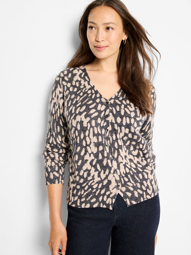 Faux btn up print pullover-F251176