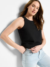 rumba linen pop on tank top-M251631-blk