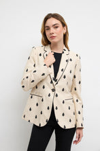 Linen blend blazer with black embroidery -ALMONTE